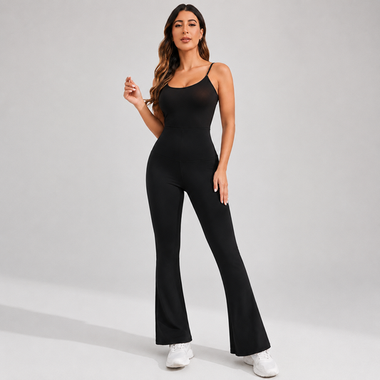 Women's Flare Yoga Jumpsuit – Slim Fit Activewear | Size M