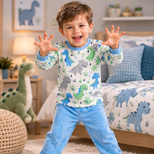 Kids’ Warm Winter Dinosaur Pajama Set | 6-16Y