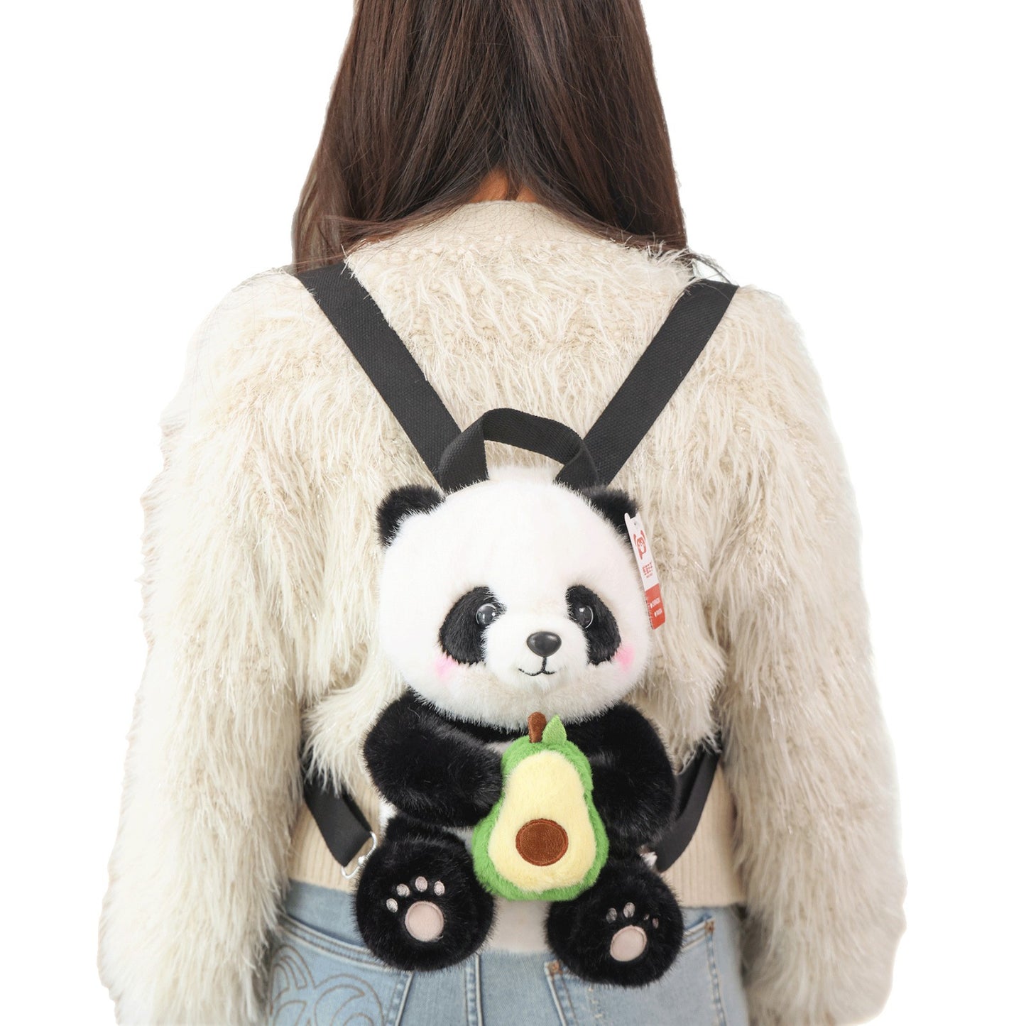 Backpack Panda Plush With Avocado Cute Animal Toy