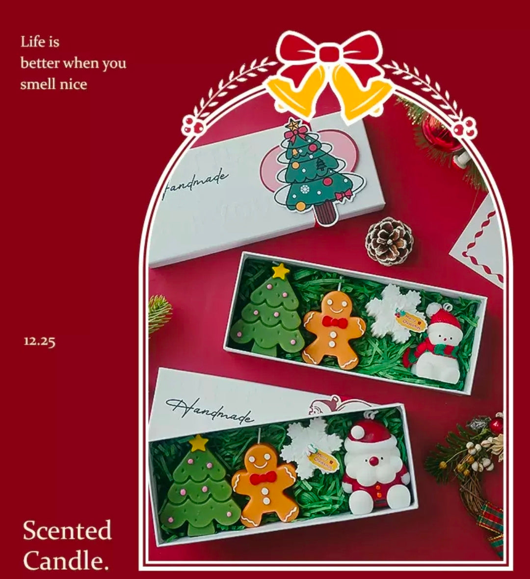 Christmas Scented Candle Gift Set | 4 pcs | 22×9.3×5.4cm