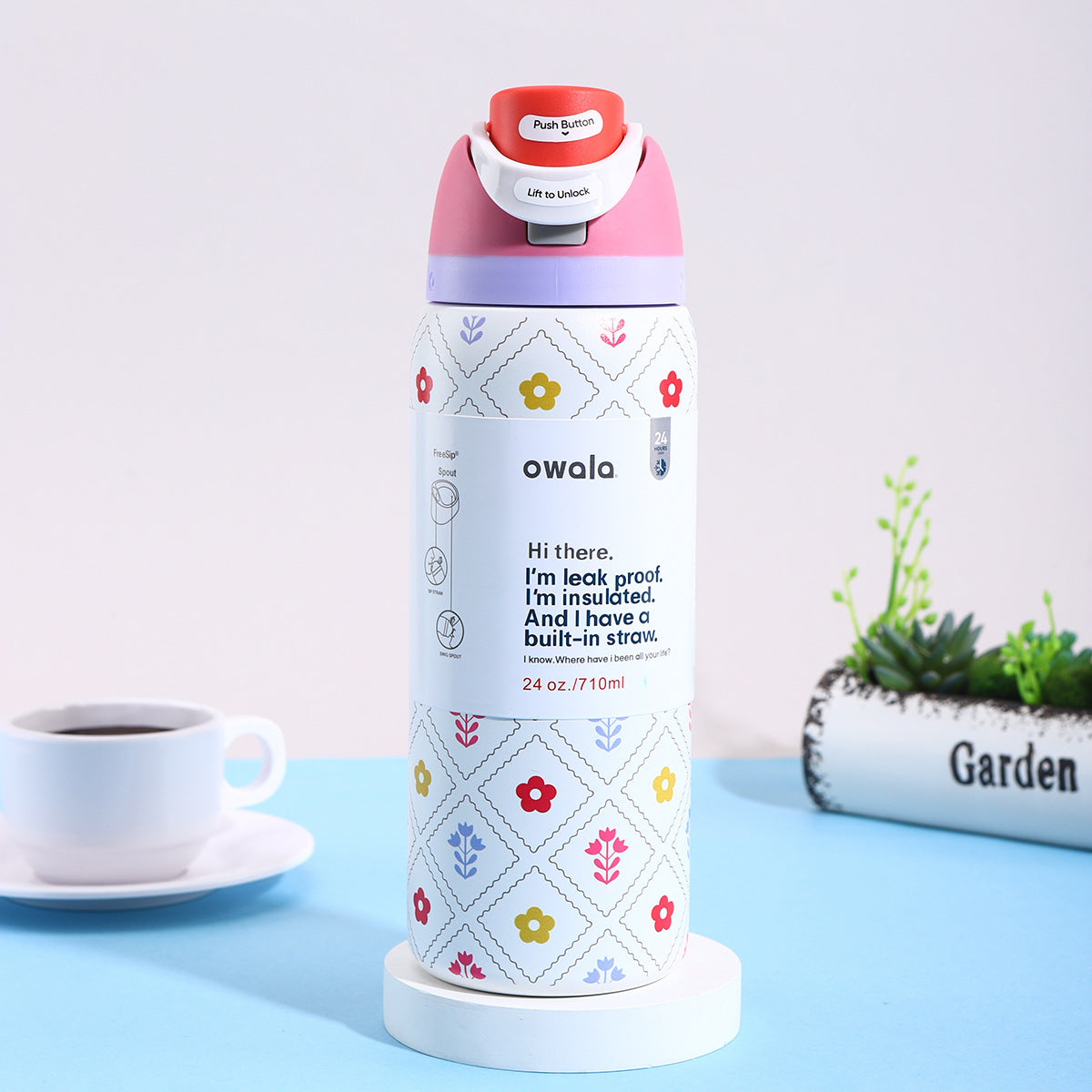 Owala Bottle Stainless Steel - Freesip Leak-proof | Garden Whimsy | 710-950ml