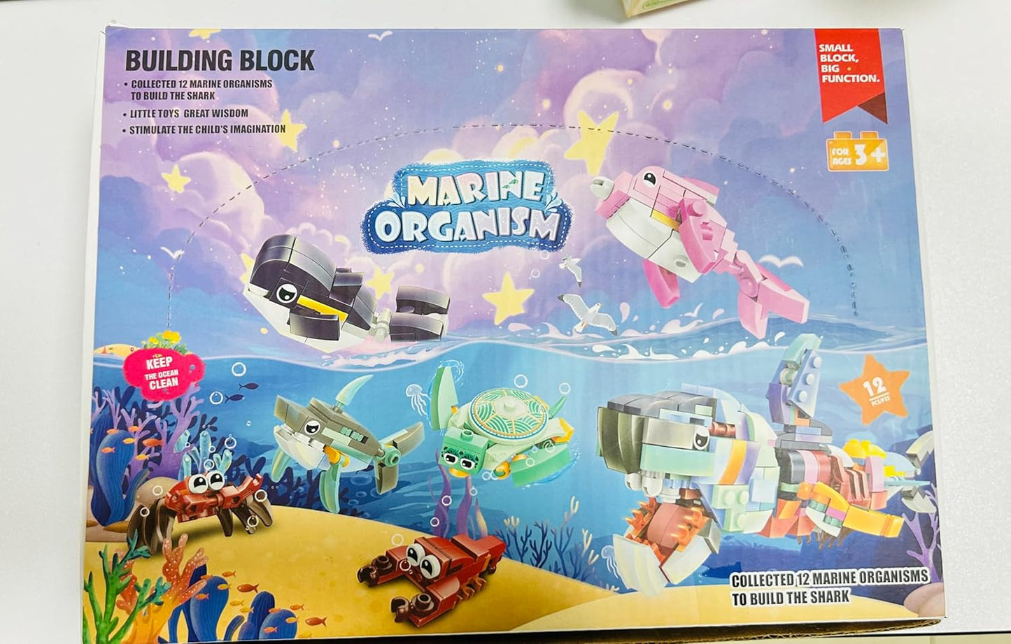 Creative Expert Mini Ocean Animal Model Building Block12 In 1 Shark Octopus Crab Bricks Educational Toys Birthday Gift for Kid