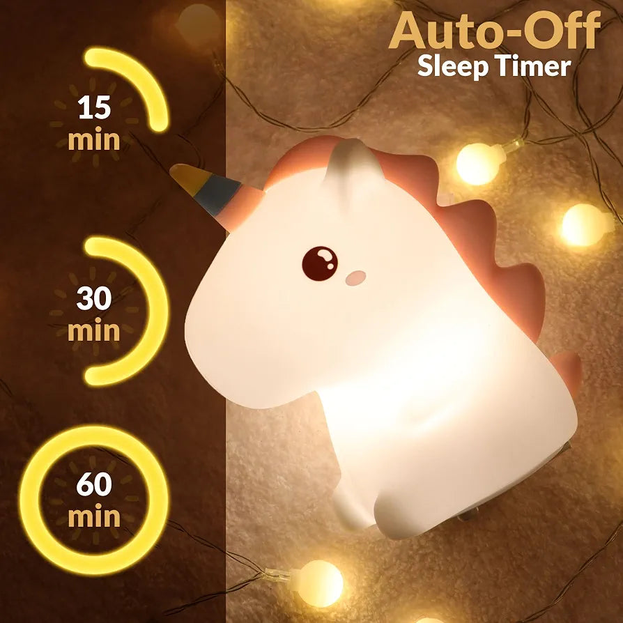 Rainbow Unicorn Night Light Silicone Rechargeable Colorful Lamp LED | 3+