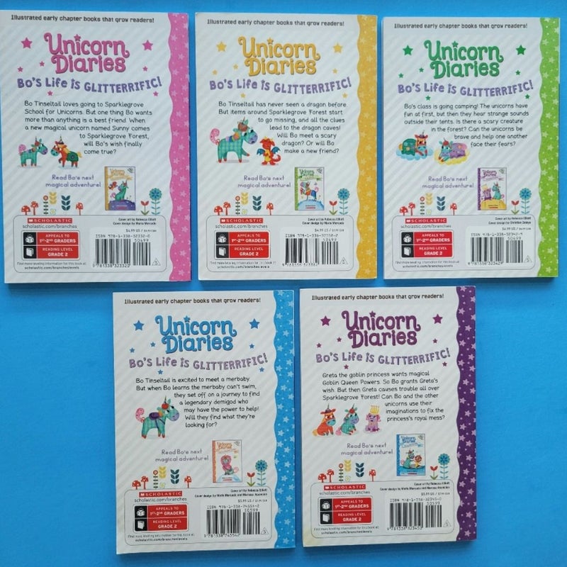 UNICORN DIARIES BOOKS LOT 5PCS SET REBECCA ELLIOTT BRANCHES