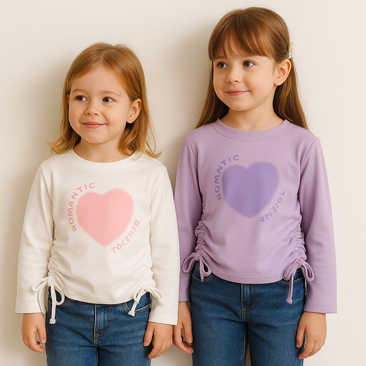 Warm Top Heart Design For Girls Size 6-8y