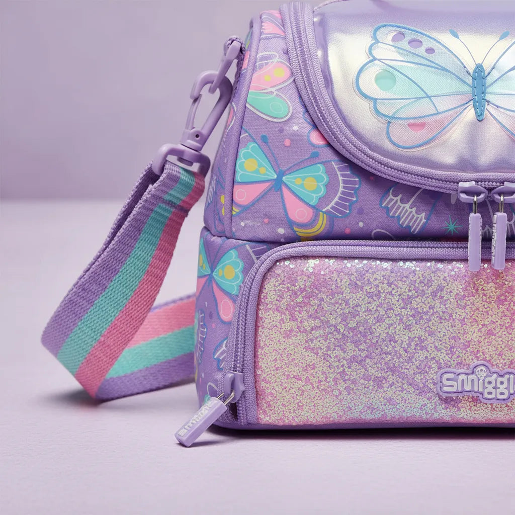 Smiggle Lunch Bag | Shoulder Straps | Butterfly | 24×18×16.5cm