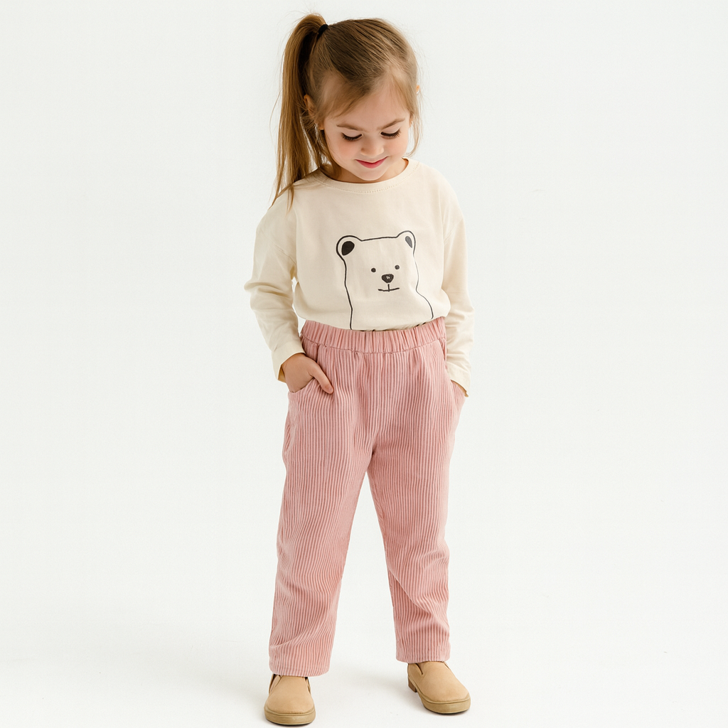 Warm Pink Velvet Pants For Girls Size 5-7y