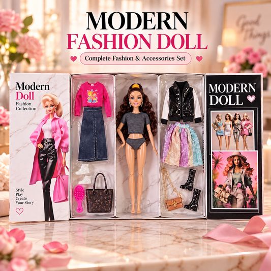 Modern Fashion Doll with Outfits & Accessories | 3+ | Size 33×35×6cm