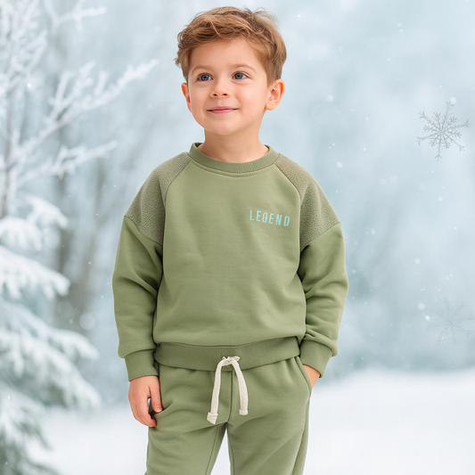 Warm Outfit With Fleece For Boys Size 5-7y
