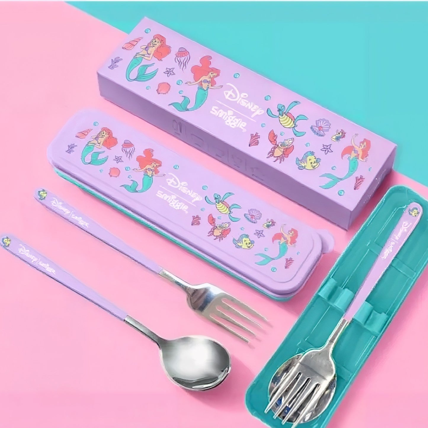 Smiggle Mermaid Set Fork+Spoon With Storage Box