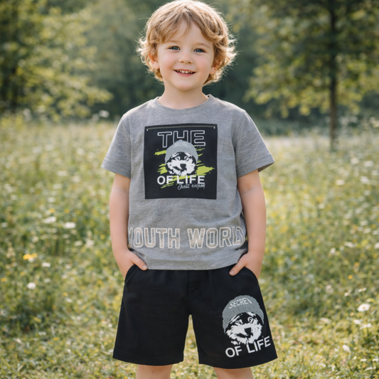 Boys Cotton Wolf Design – Soft Summer Outfit (5-6Y)