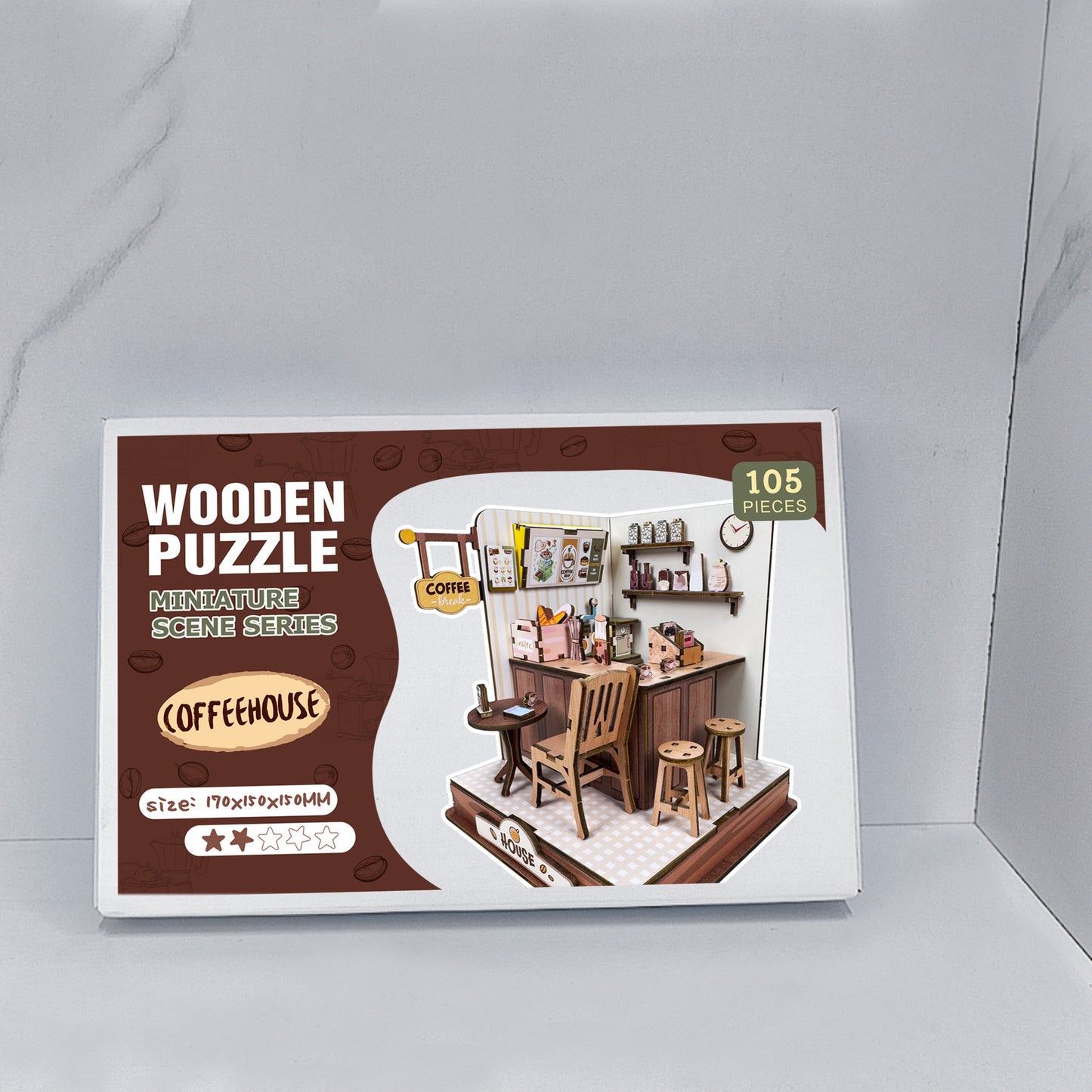 Wooden Coffee House Miniature Puzzle – 105 Pieces