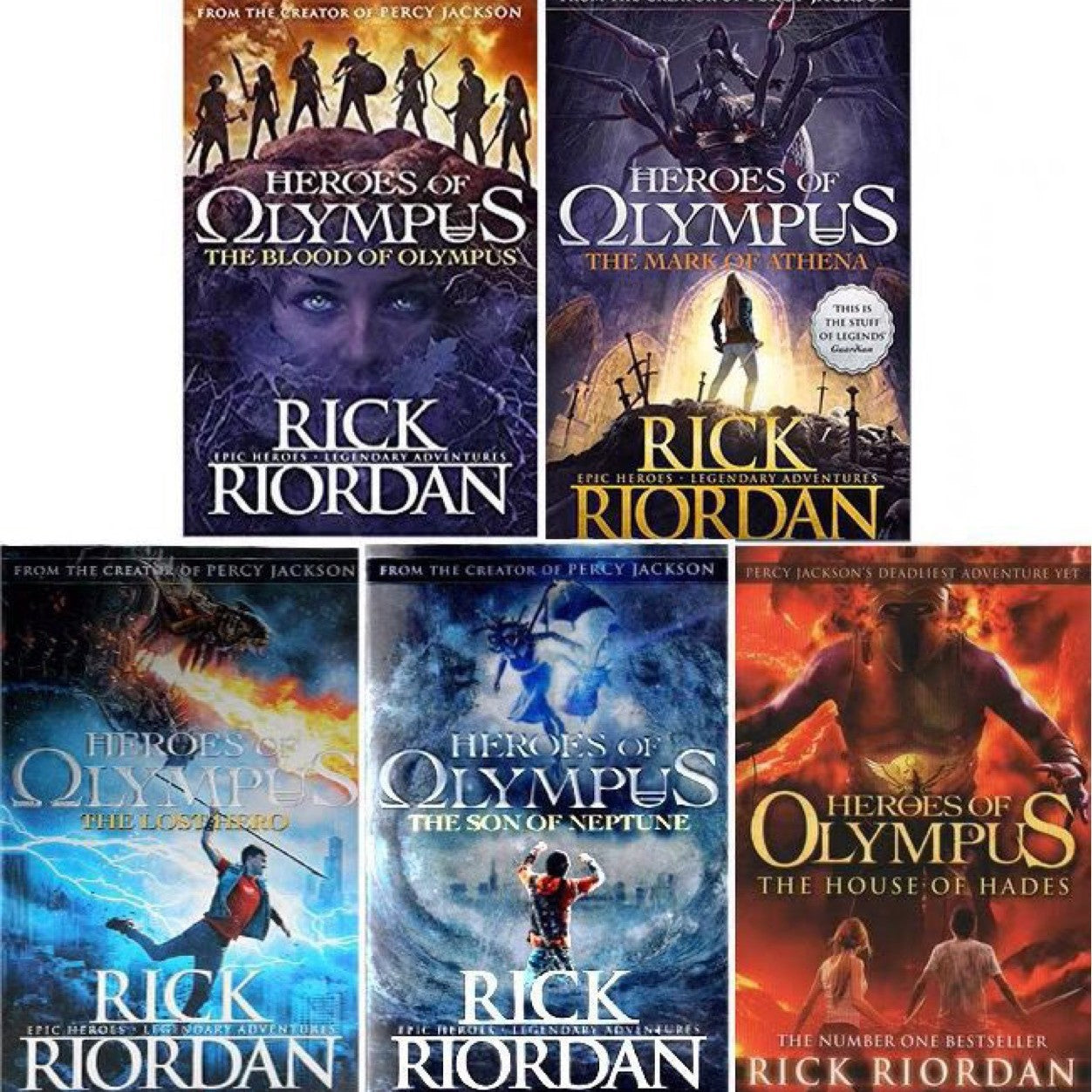 Heroes Of Olympus 5 Books By Rick Riordan Soft Cover