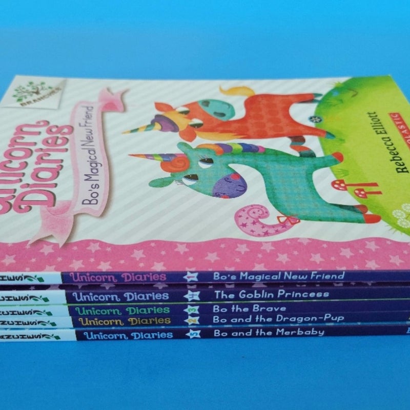 UNICORN DIARIES BOOKS LOT 5PCS SET REBECCA ELLIOTT BRANCHES