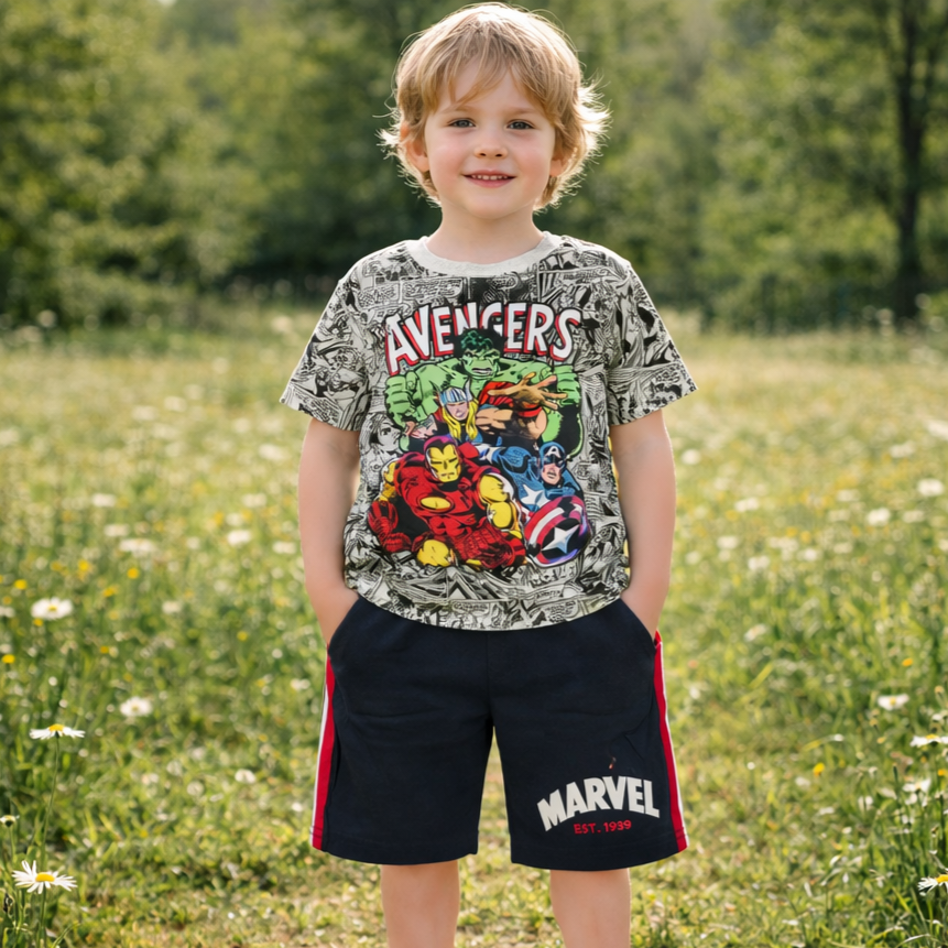 Boys Cotton Avengers – Soft Summer Outfit (3–7Y)