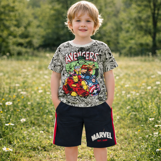 Boys Cotton Avengers – Soft Summer Outfit (3–7Y)