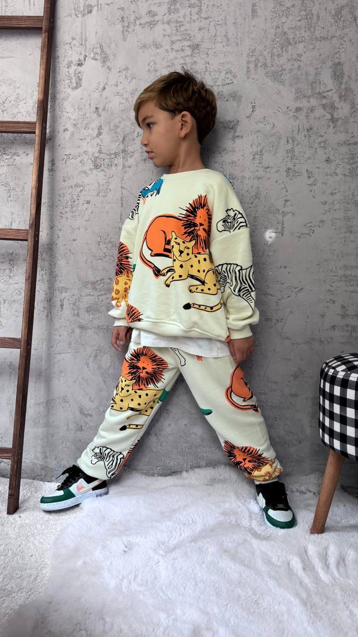 Outfit Cotton Animals Design Size 2-8y