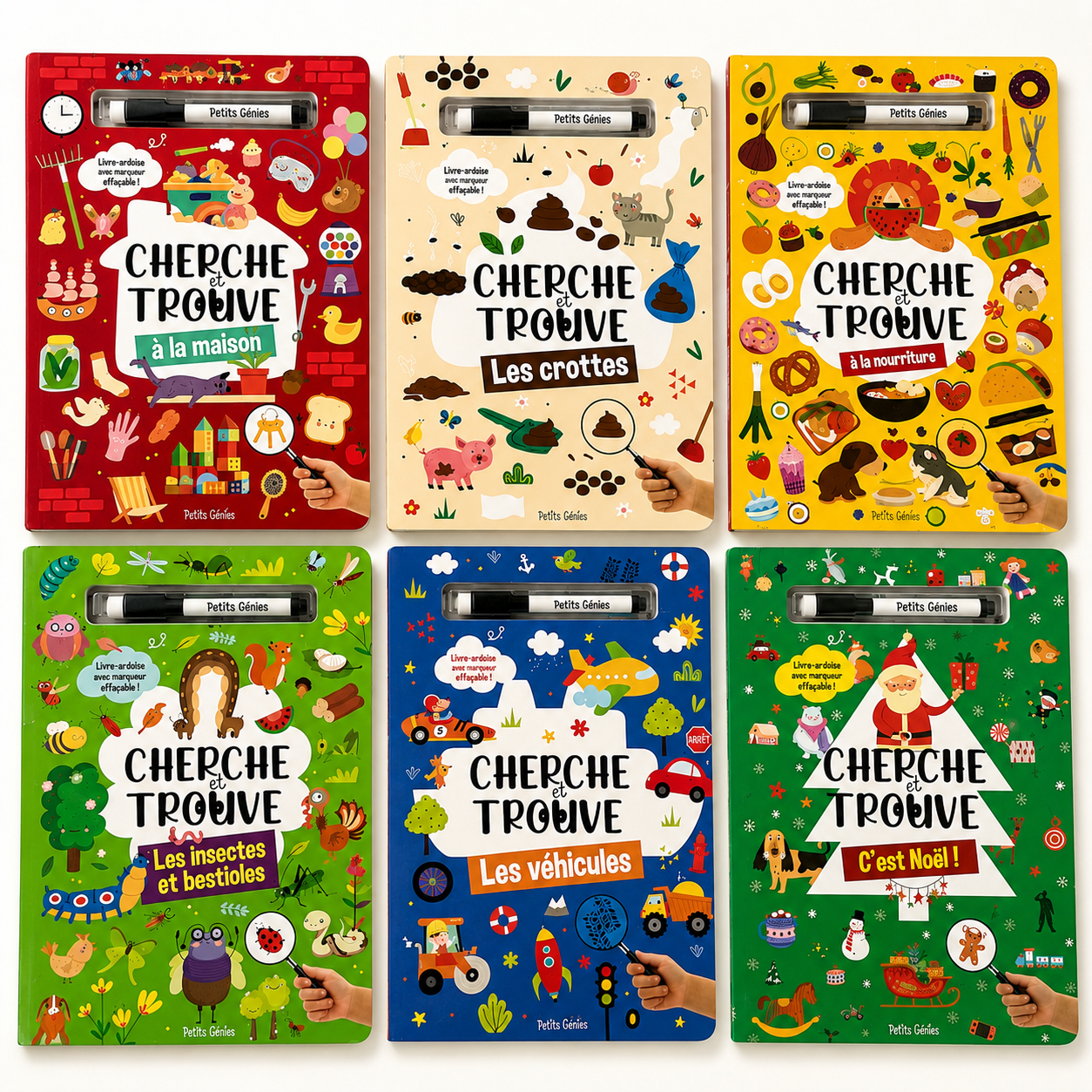 " Cherche Et Trouve " Livre-Ardoise Avec Marqueur Effaçable - French Book | Hard Cover | 3+