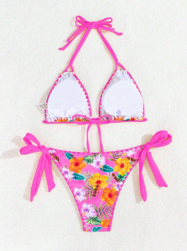 Hot Pink Floral Swimsuit- 2pcs | Size S-L