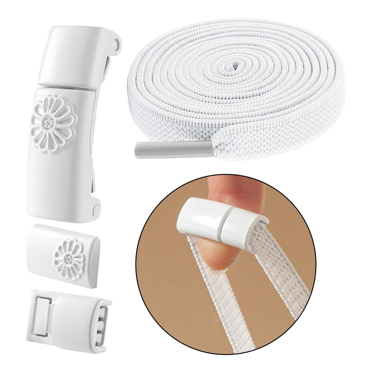 No Tie Elastic Shoelaces 100cm Black Or White