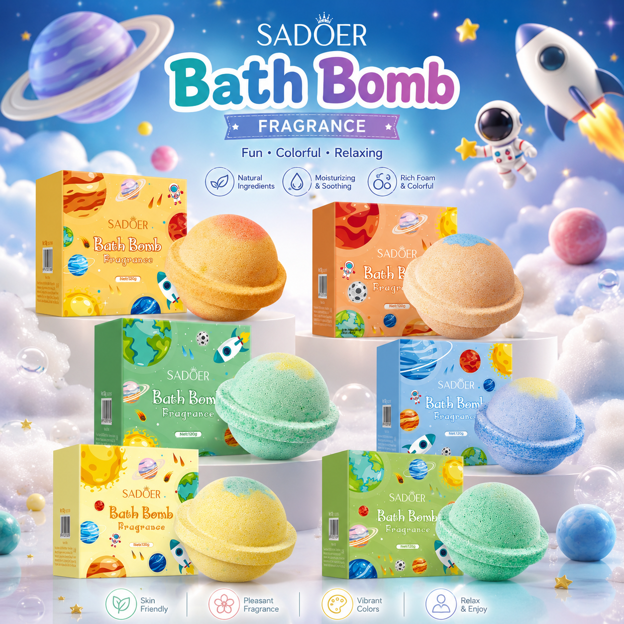 Planet Bath Bombs – Colorful Fizzy Relaxing Bombs