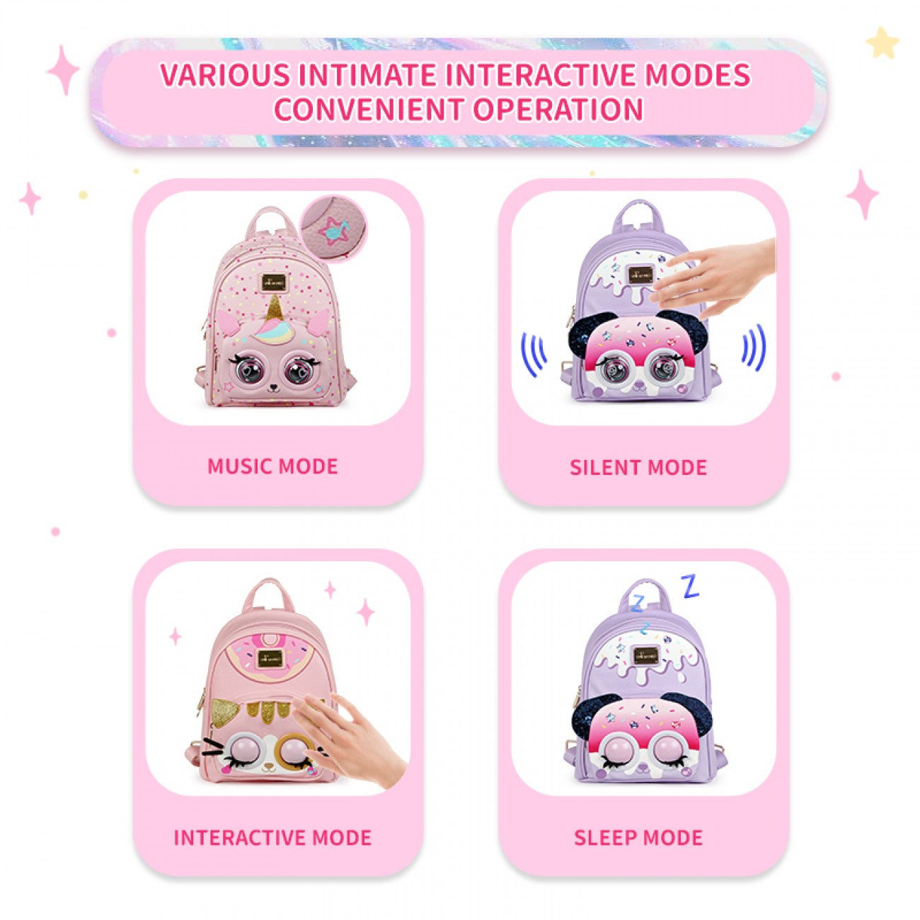 Interactive Blink Eyes Cute Animals Backpack