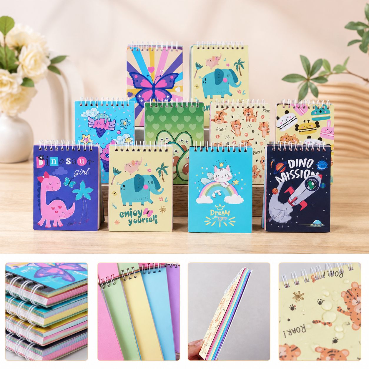 Colorful Mini Memo Pad with Fun Cartoon Designs Notebook A6