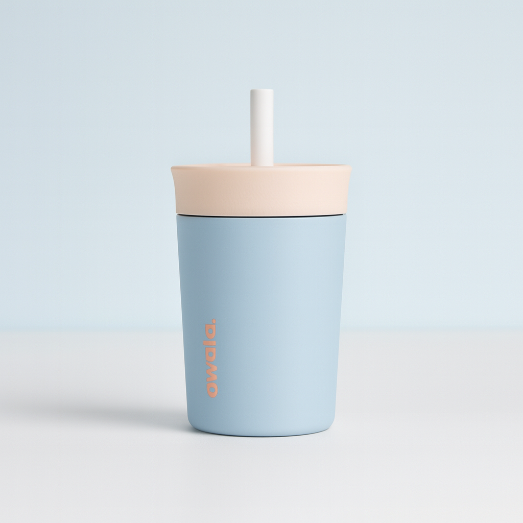 Owala Kids Bottle Stainless Steel Flexible Silicone Drinking Straw Spill-Resistant Lid 355ml