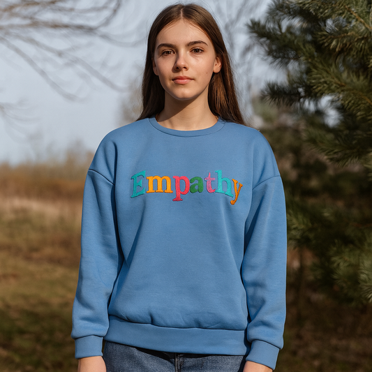 Soft Fleece Sweatshirt with Embroidered “Empathy”
Size L