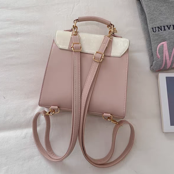 Cute Cat Embroidered Mini Backpack Handbag – Pink & White