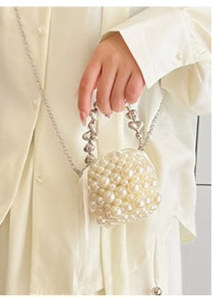 Girl Pearl Beaded Mini Drawstring Bag