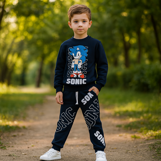 Outfit Warm With Fleece Sonic Design Size 3-10y