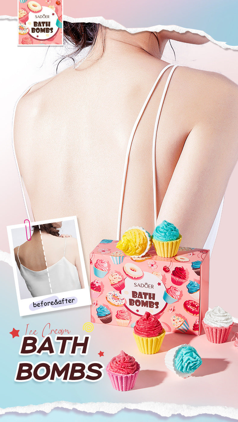 Cupcake Bath Bomb Gift Set – 6PCS Nourishing & Fizzy Spa  Icecream Bath Bombs