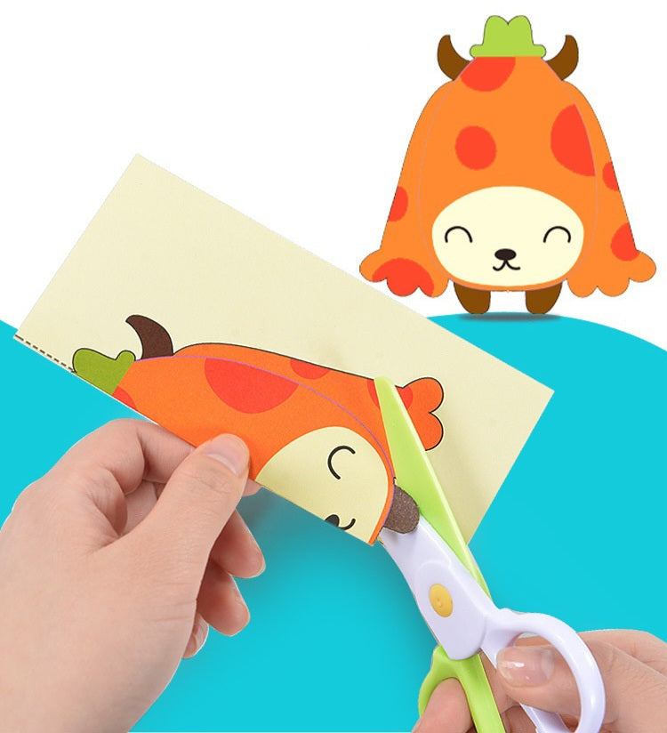 Kids Papercut Craft Kit – 100 Cutting Cards with Safe Scissors, Assorted Themes