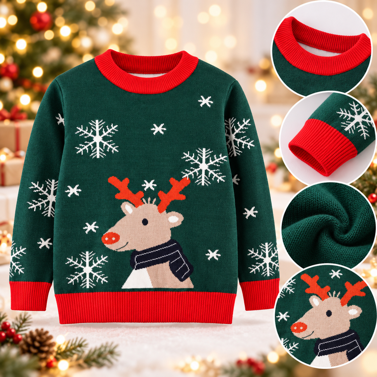 Kids' Christmas Reindeer Sweater | 1–8Y