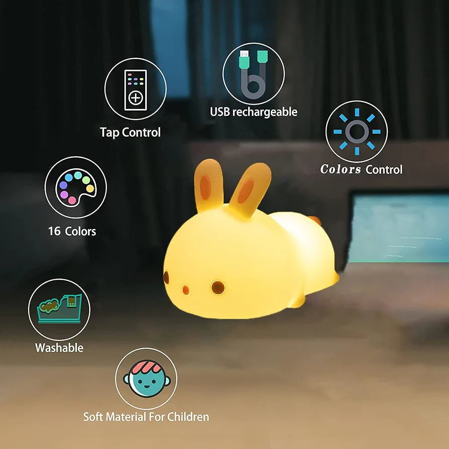 Lovely Bunny Silicone Night Light - Usb Rechargeable | 3+