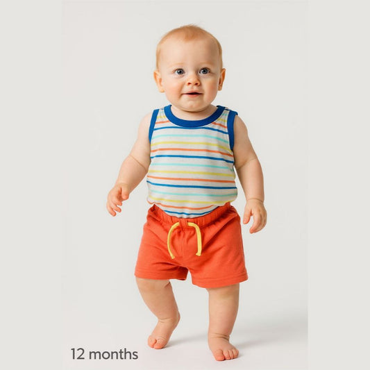 Outfit For Boys Set Of 2 Pcs Top&Short  Brand Primark Size 6-18months