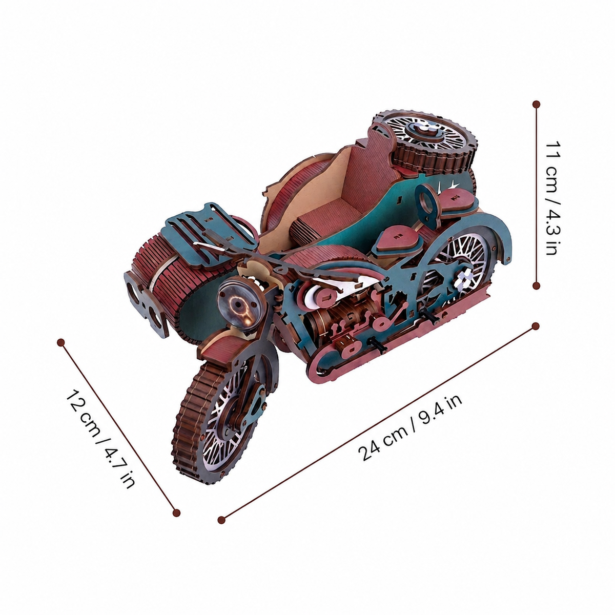 DIY Wooden 3D Motorcycle with Sidecar Puzzle | 14+
