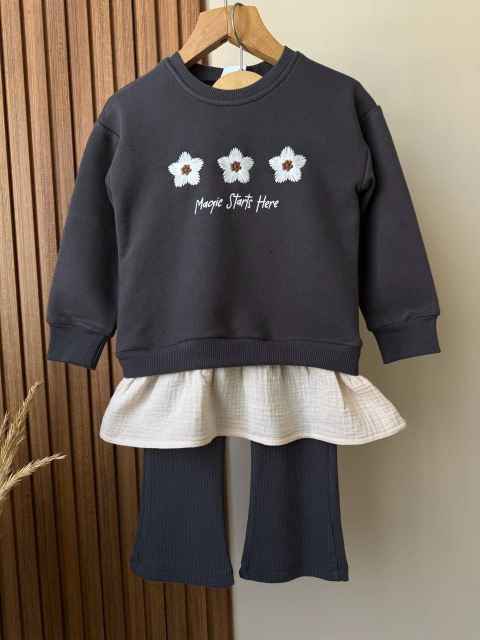 Outfit Cotton Flower Design Set Of 2 Pcs Size 2-8y