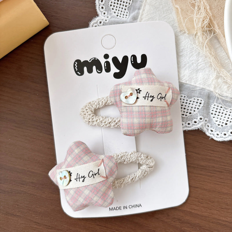 Pink Plaid Hair Accessories | 2pcs