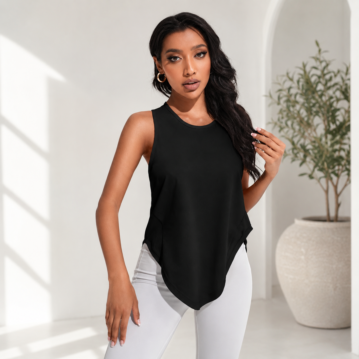 Women's Sleeveless Workout Tank Top – Loose Fit Activewear |  Size M