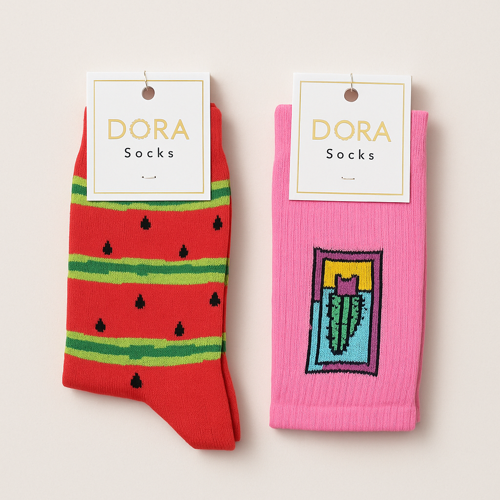 Long Socks Cotton With Design  Size 36-40