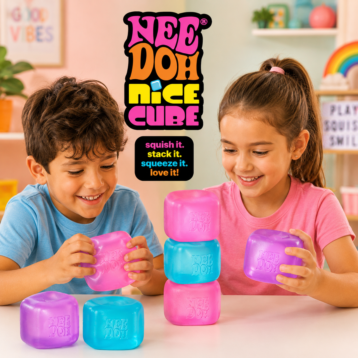 NeeDoh Nice Cube Squishy Sensory Toy | Stress Relief Fidget Cube | 3+