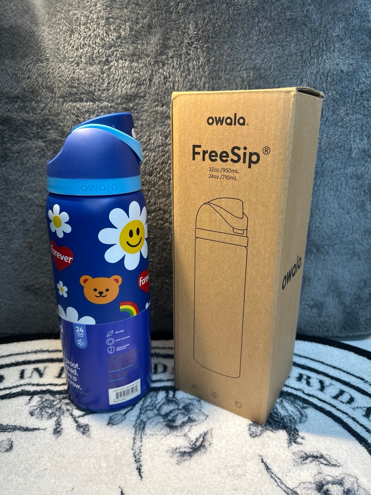 Owala Bottle Stainless Steel Free Sip Leak-proof Blue Happy Flower | 710-950ml