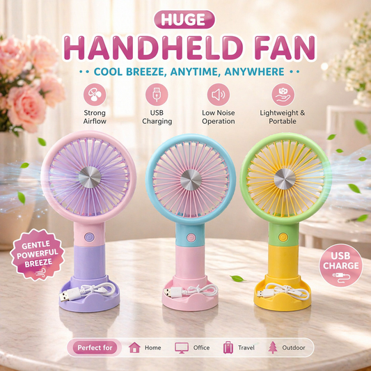 Portable Handheld Fan with USB Charging – 3 Colors Mini Cooling Fan