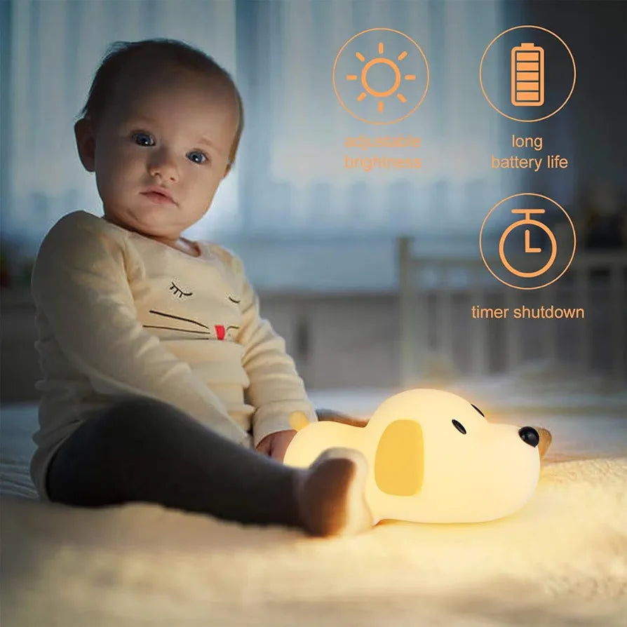Dog Silicone Night Light | USB Rechargeable Color-Changing | 3+