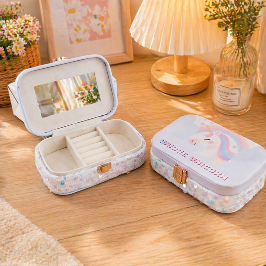 Unicorn Jewelry Box with Mirror for Girls