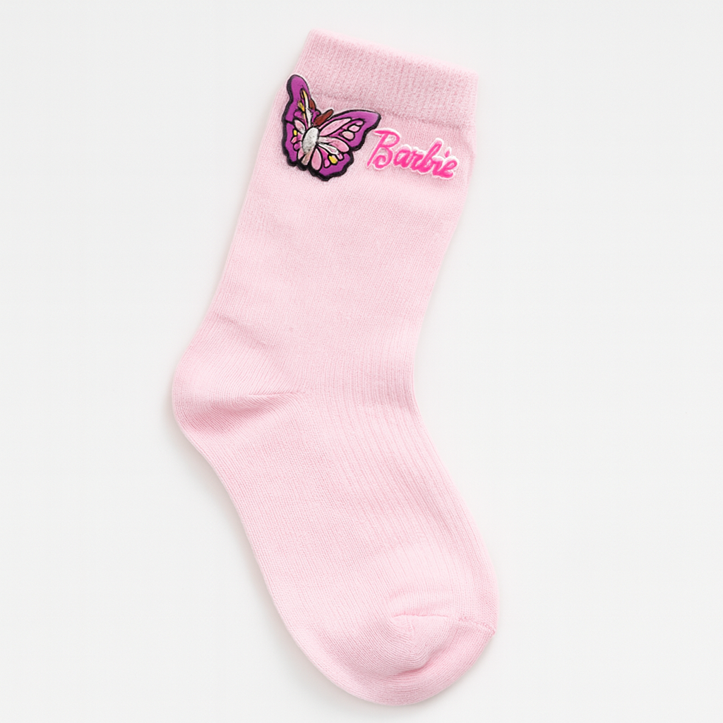Long Socks Cotton Pink Barbie Design Size 30-36