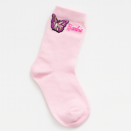 Long Socks Cotton Pink Barbie Design Size 30-36