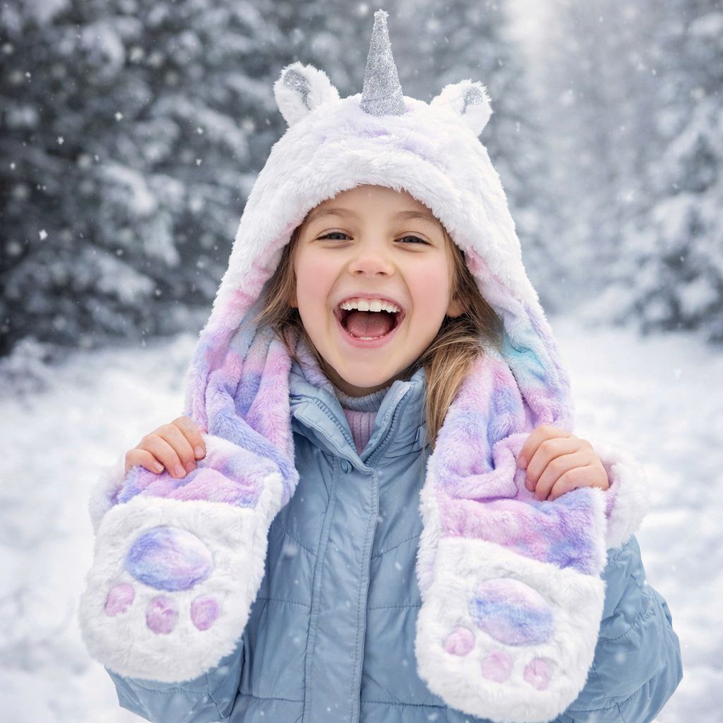 Warm Winter Hat Colorful Purple Unicorn